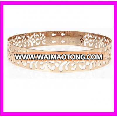 KDA3386 Wholesale gold and silver metal belts bling bling belts with hollow carved flower